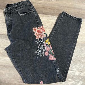 Black Embroidered Jeans